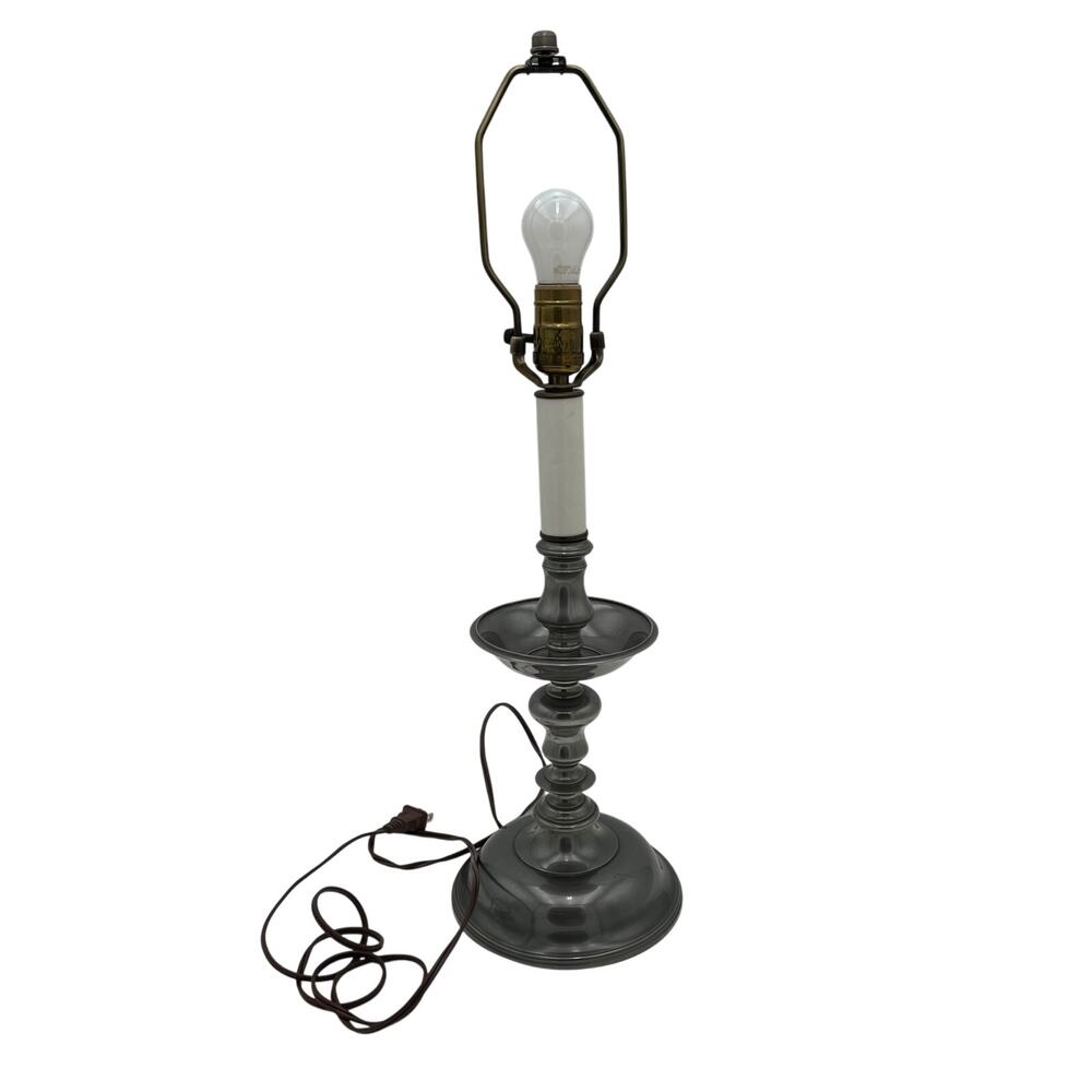 Vintage Pewter Candlestick Table Lamp Brazil John Somers JSMG Home Decor